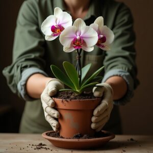 تعویض گلدان گیاه زینتی ارکیده